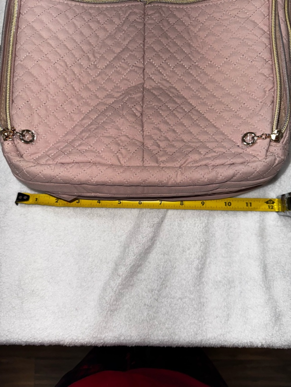 BAGSMART Quilted Backpack Blush Pink Travel Laptop Bag Gold Zippers - Picture 11 of 13
